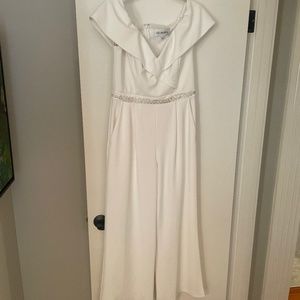 White off the shoulder jumpsuit